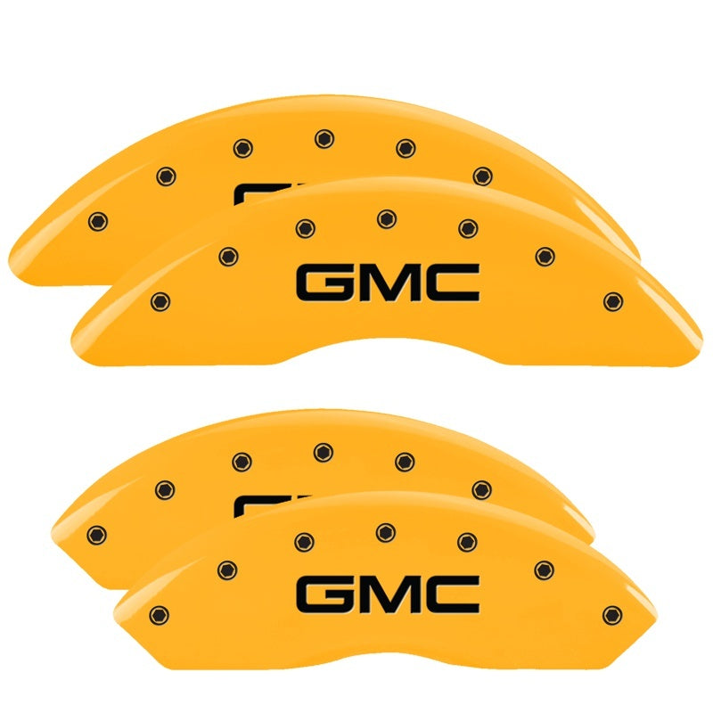 MGP 4 Caliper Covers Engraved Front & Rear GMC Yellow finish black ch