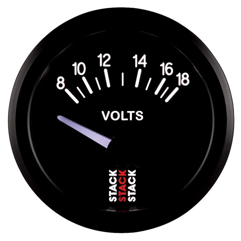 Autometer Stack Instruments 52mm 8-18V Electric Battery Voltage Gauge - Black