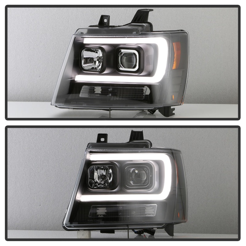 Spyder 07-14 Chevy Suburban/1500/2500/Tahoe V2 Projector Headlights All Blk PRO-YD-CSUB07V2-DRL-BKV2