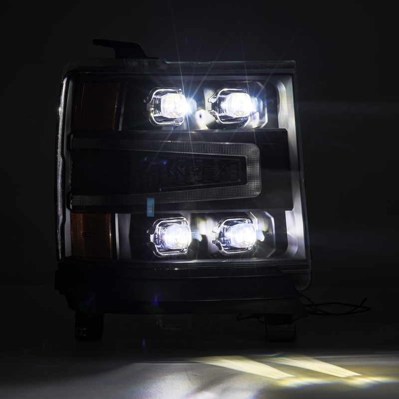 AlphaRex 16-18 Chevy 1500HD NOVA-Series LED Proj Headlights BK w/Actv Lgt/SeqSig & DRL (Req 810023)