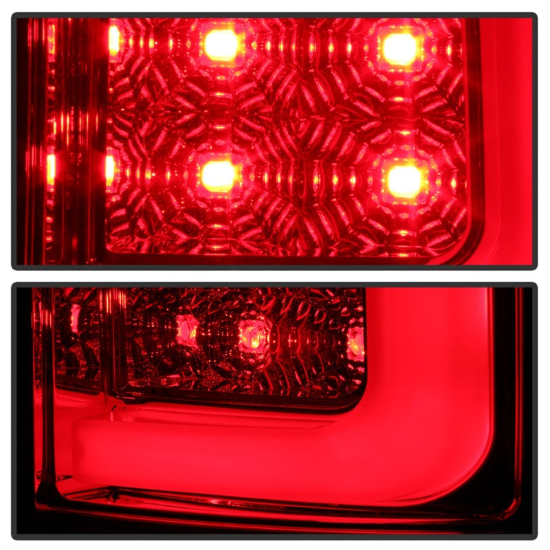 Spyder 07-13 GMC Sierra 1500 V2 Light Bar LED Tail Lights - Red Clear (ALT-YD-GS07V2-LBLED-RC)