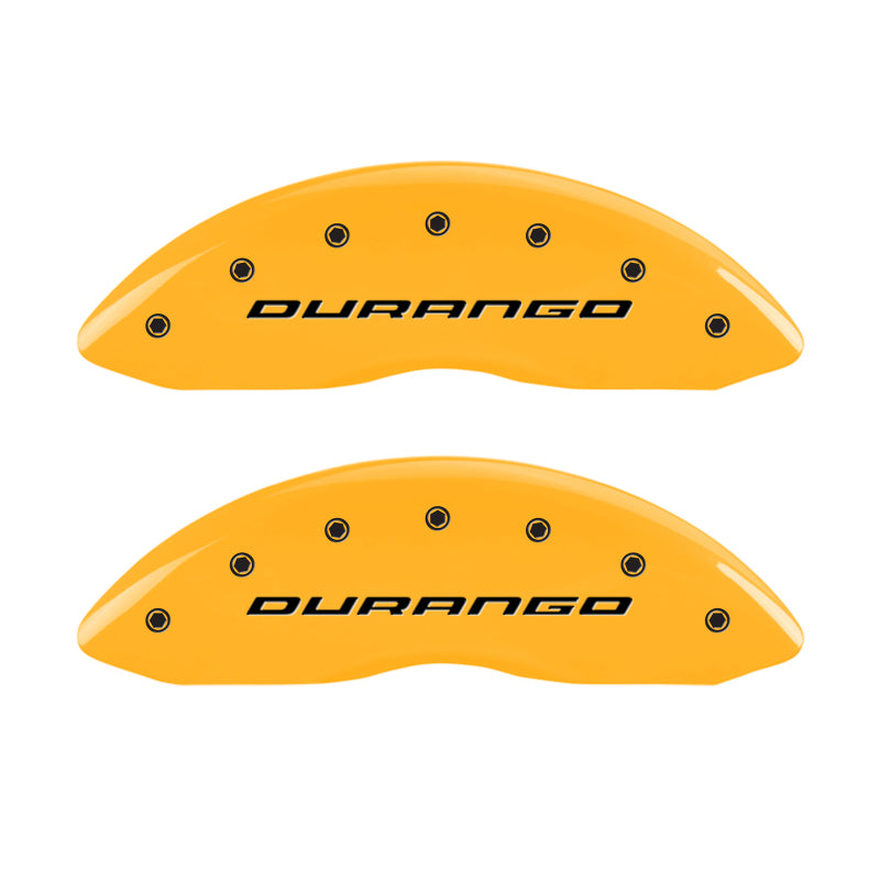 MGP 4 Caliper Covers Engraved Front & Rear Durango Yellow Finish Black Char 2007 Dodge Durango