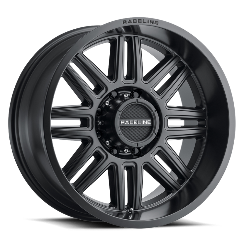 Raceline 948B Split 18x9in / 8x180 BP / -12mm Offset / 124.2mm Bore - Satin Black Wheel