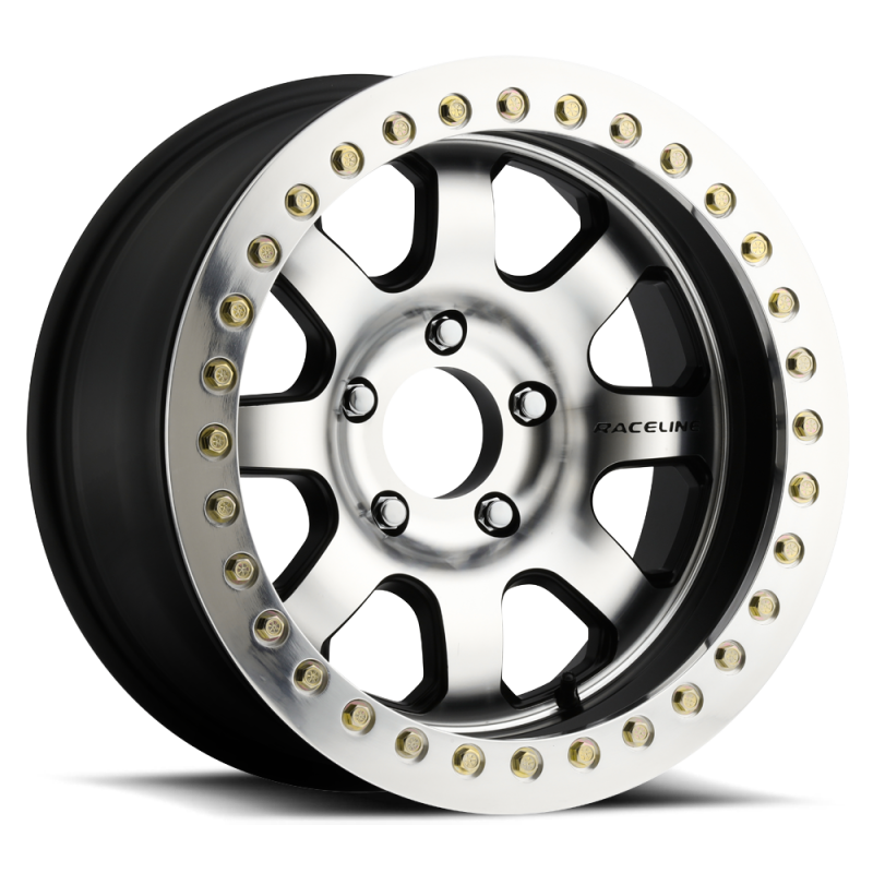 Raceline RT260 Avenger 17x8.5in/6x135 BP/-32mm Offset/87.1mm Bore - Black & Machined Beadlock Wheel