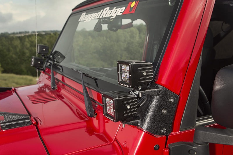 Rugged Ridge 97-06 Jeep Wrangler TJ Textured Black Dual A-Pillar Light Mount-Rugged Ridge-797 Offroad