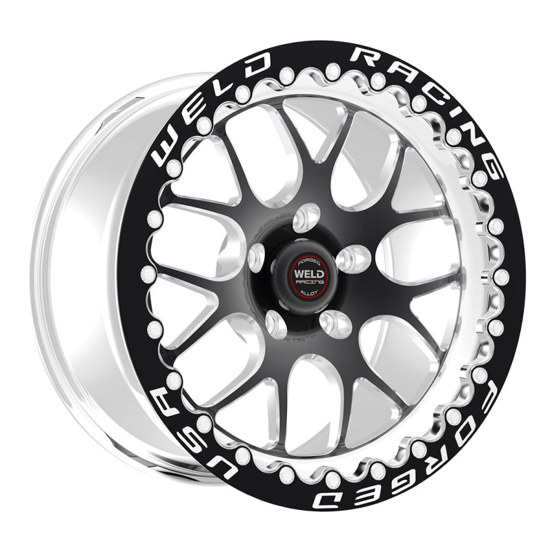 Weld S77 15x10.33 / 5x4.75 BP / 7.5in. BS Black Wheel (Low Pad) - Black Single Beadlock MT