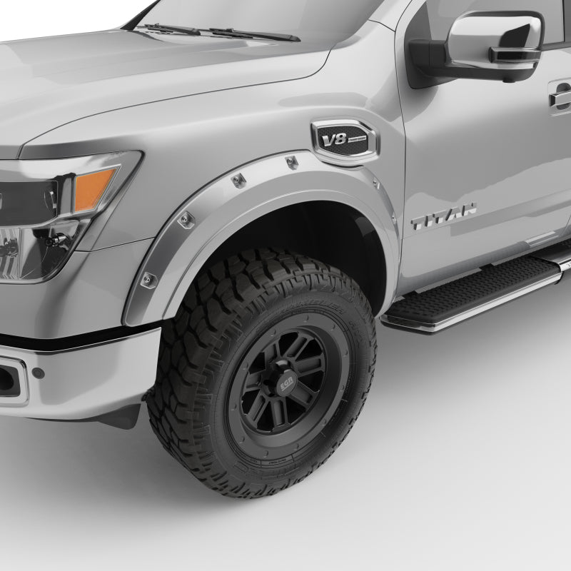 EGR 16+ Nissan Titan XD Bolt-On Look Color Match Fender Flares - Set - Liquid Platinum Metallic