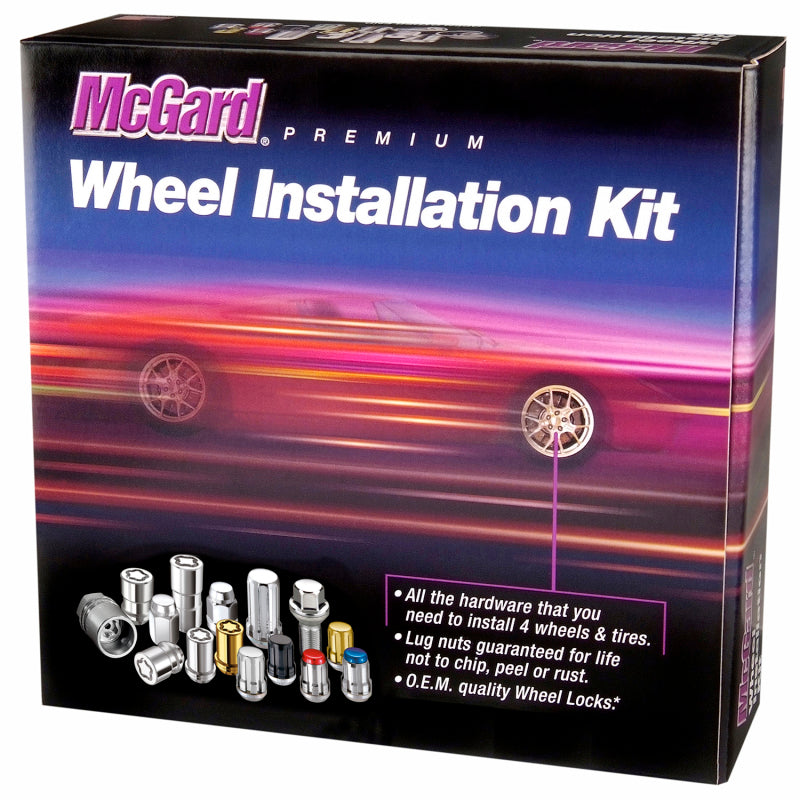 McGard 5 Lug Hex Install Kit w/Locks (Cone Seat Nut) M12X1.5 / 13/16 Hex / 1.5in. Length - Black