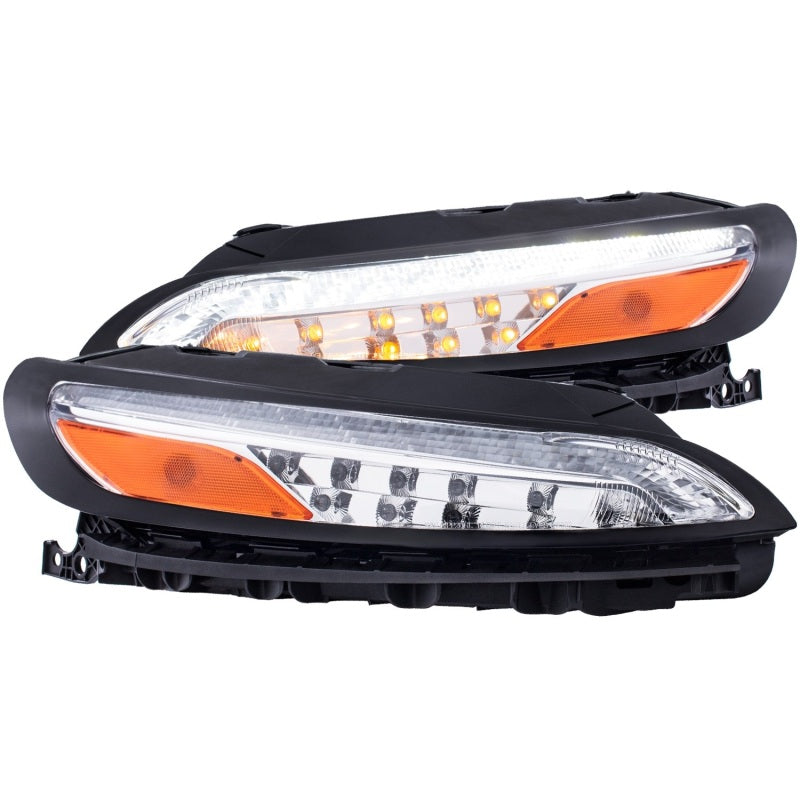 ANZO 2014-2016 Jeep Cherokee LED Parking Lights Chrome w/ Amber Reflector