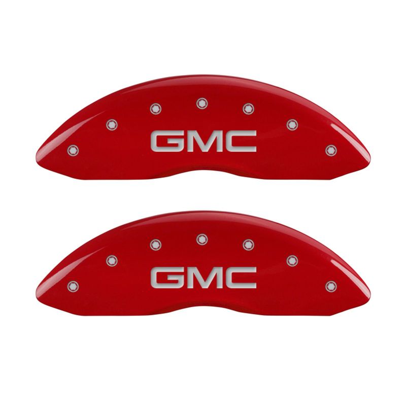 MGP 4 Caliper Covers Engraved Front & Rear GMC Red Finish Silver Char 2011 GMC Savana 2500