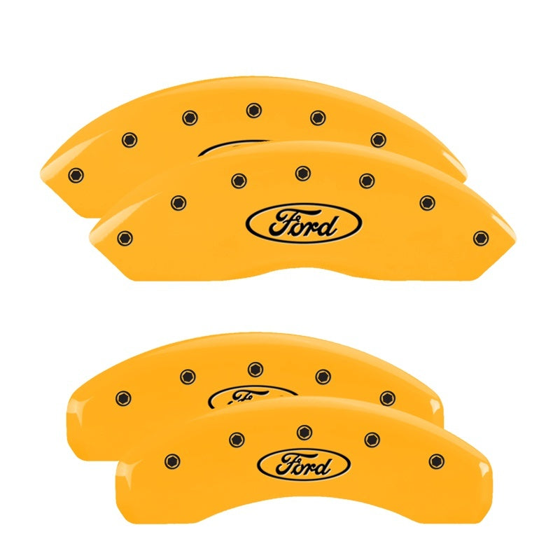 MGP 4 Caliper Covers Engraved Front & Rear Oval Logo/Ford Yellow Finish Black Char 2001 Ford F-150