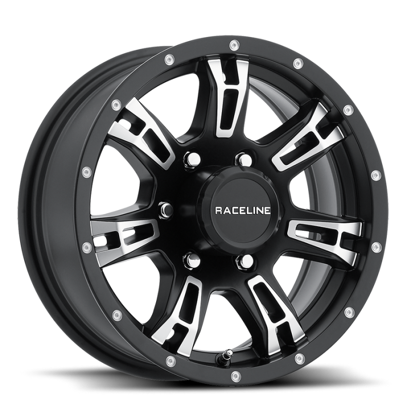 Raceline 840 Arsenal 16x6in / 8x165.1 BP / 0mm Offset / 4.90mm Bore - Black & Machined Wheel