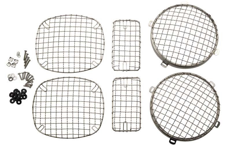 Kentrol 97-06 Jeep Wrangler TJ Wire Mesh Guard Set 6 Pieces - Polished Silver