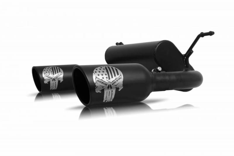 Gibson 12-17 Jeep Wrangler Sport 3.6L 2.5in Patriot Skull Series Cat-Back Dual Exhaust - Blk Ceramic