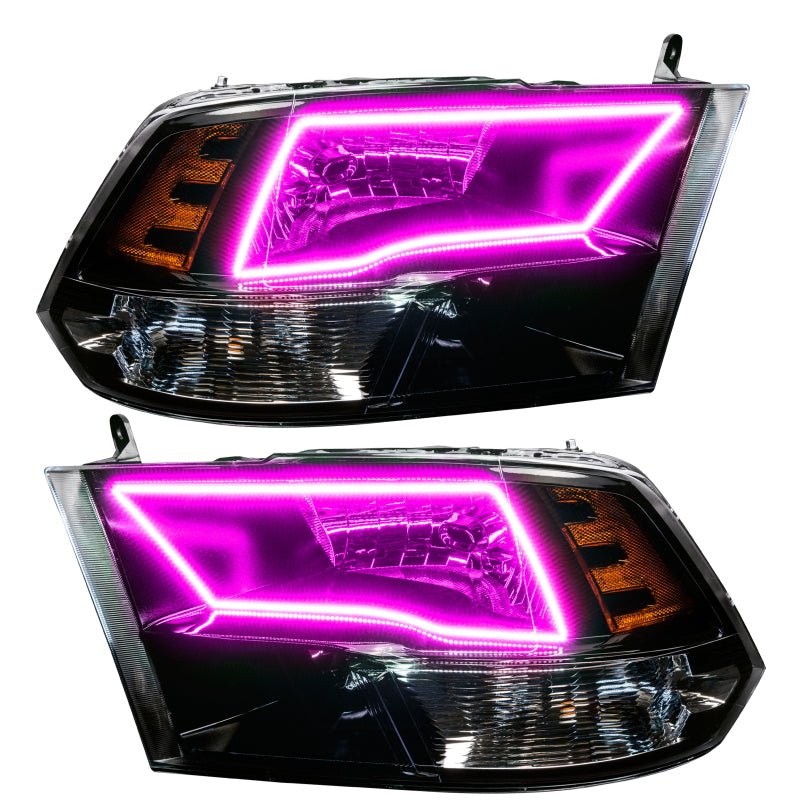 Oracle 09-17 RAM 1500 TRX Quad Pre-Assembled Headlights Black Housing - ColorSHIFT w/ BC1 Controller