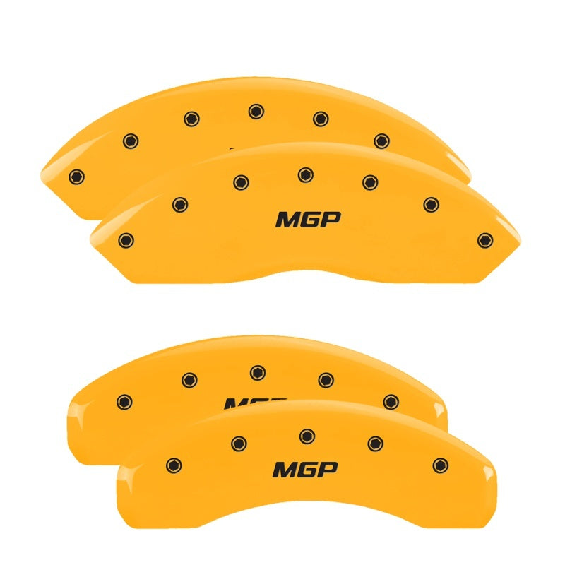 MGP 4 Caliper Covers Engraved Front & Rear MGP Yellow Finish Black Char 2008 Ford Explorer