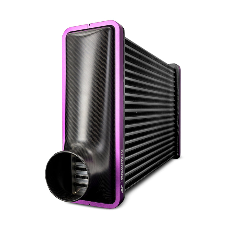 Mishimoto Universal Carbon Fiber Intercooler - Gloss Tanks - 600mm Black Core - S-Flow - BK V-Band