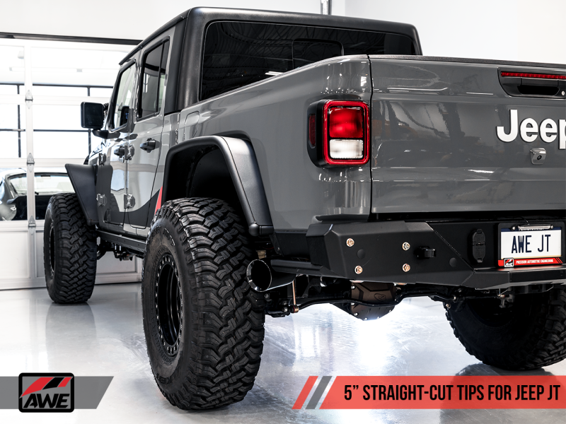 AWE Tuning 20-21 Jeep Gladiator JT 3.6L Tread Edition Cat-Back Dual Exhaust - Diamond Black Tip-AWE Tuning-797 Offroad