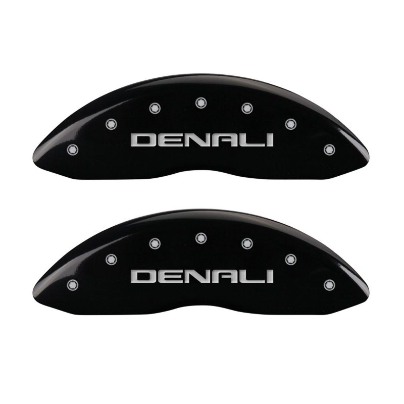 MGP 4 Caliper Covers Engraved Front & Rear Denali Black Finish Silver Char 2017 GMC Canyon