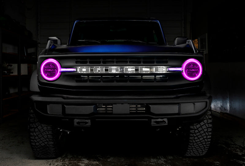 Oracle 21-22 Ford Bronco Headlight Halo Kit w/DRL Bar - Base Headlights ColorSHIFT -w/RF Controller