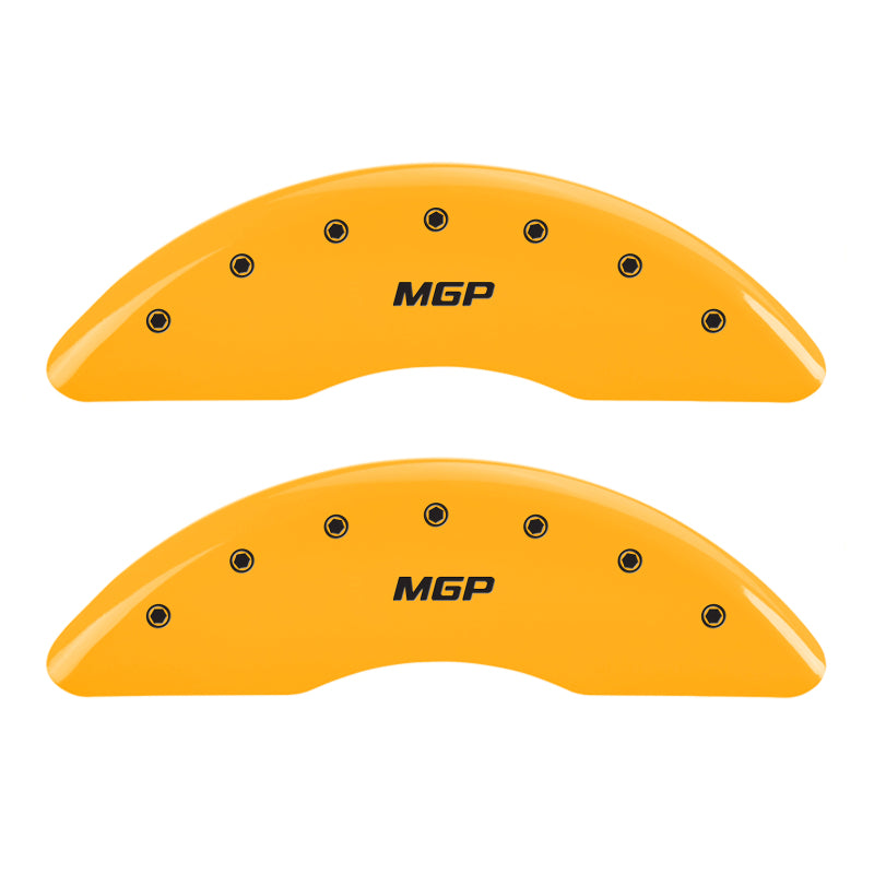 MGP 4 Caliper Covers Engraved Front & Rear GMC Yellow finish black ch