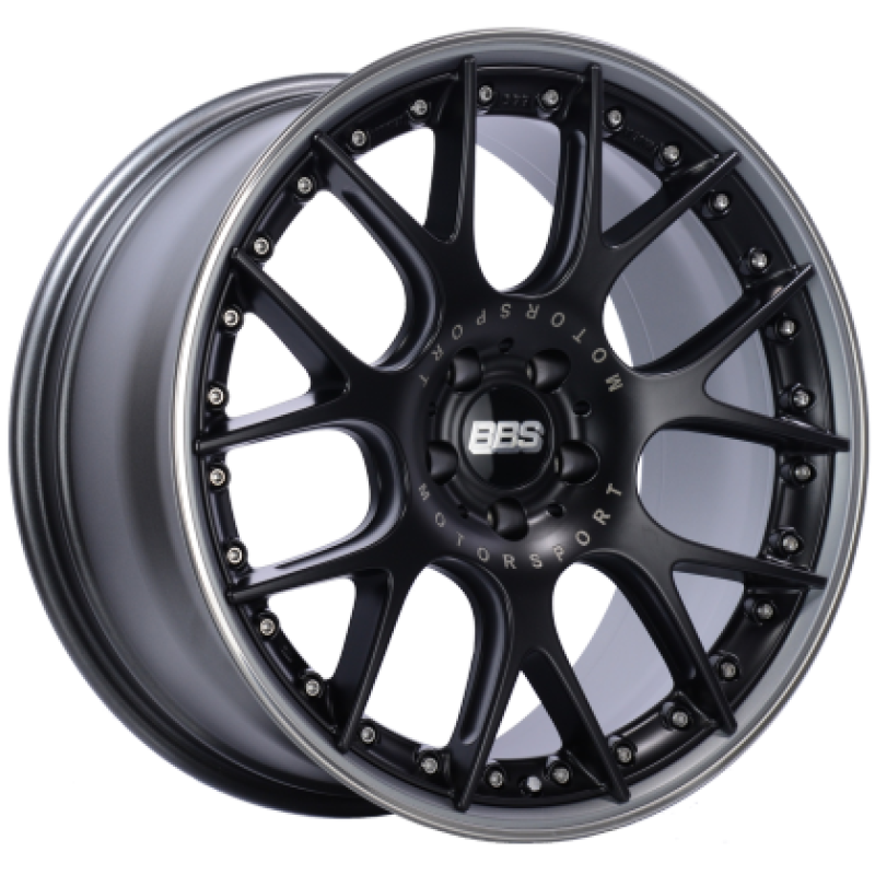 BBS CH-RII 22x9.5 5x112 ET30 Satin Black Center Platinum Lip SS Rim Protector Wheel - 82mm PFS Req.