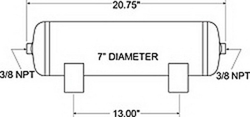 Firestone Air Tank 3 Gallon 7in. x 20.75in. (2) 3/8in. NPT Ports 150 PSI Max - Black (WR17609229)