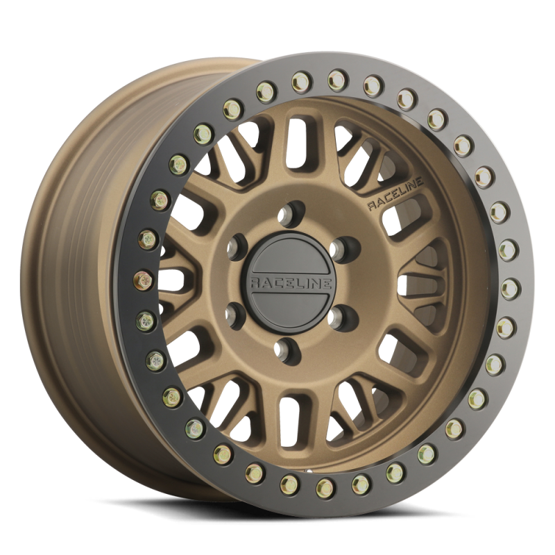 Raceline RT951B Ryno 17x9in/5x127 BP/-38mm Offset/83.82mm Bore - Bronze & Black Ring Beadlock Wheel