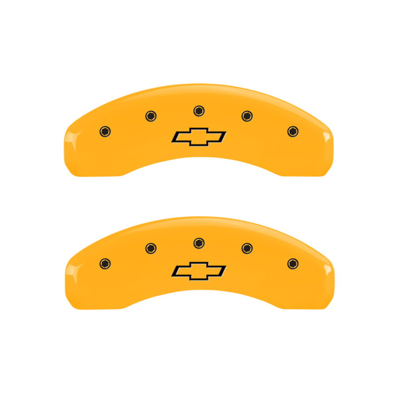 MGP 4 Caliper Covers Engraved Front & Rear Bowtie Yellow Finish Black Char 2005 Chevrolet Astro