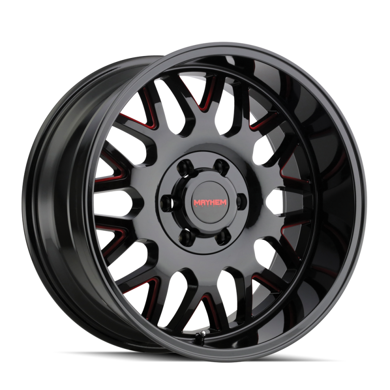 Mayhem 8110 Tripwire 20x9 / 5x139.7 BP / 18mm Offset / 110mm Hub Black w/ Prism Red Wheel