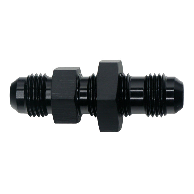 DeatschWerks 6AN Male Flare to 6AN Male Flare Bulkhead Adapter (Incl Nut) - Anodized Matte Black