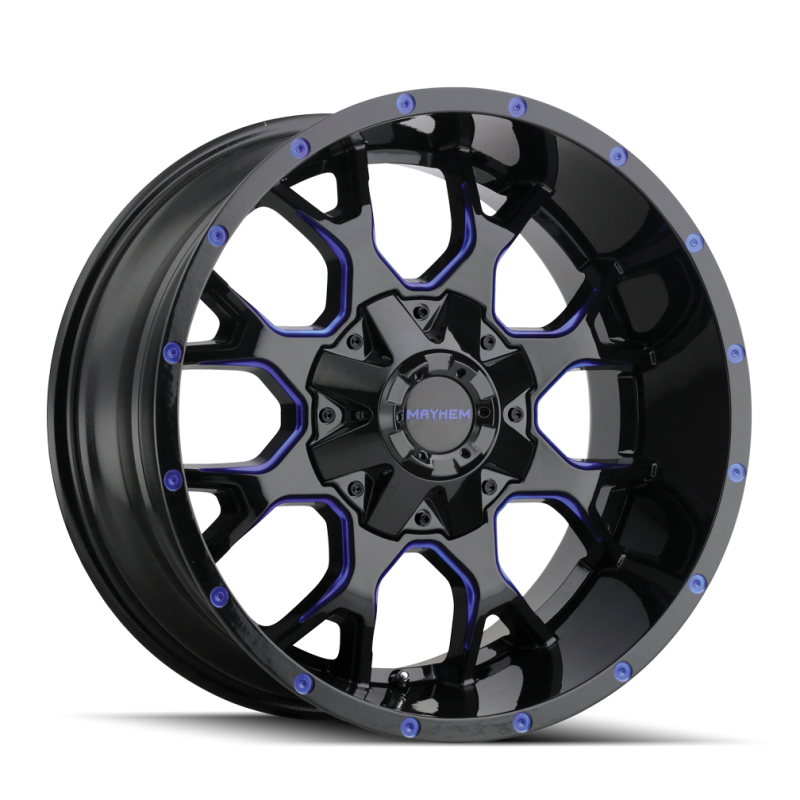 Mayhem 8015 Warrior 18x9 / 5x139.7 BP / 18mm Offset / 110mm Hub Black w/ Prism Blue Wheel