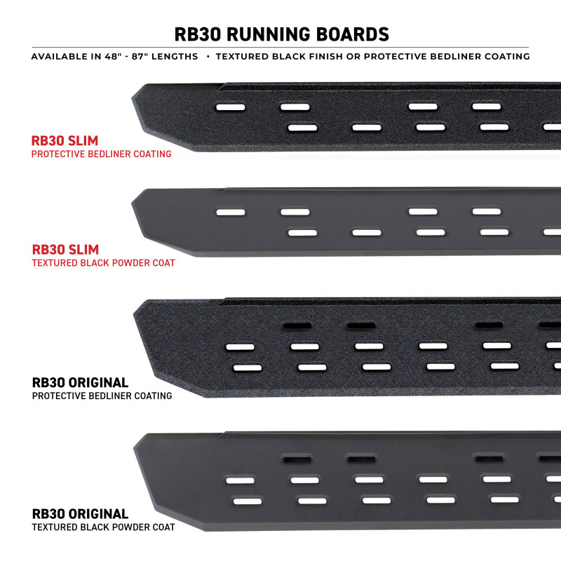 Go Rhino RB30 Slim Line Running Boards 80in. - Bedliner Coating (Boards ONLY/Req. Mounting Brackets)