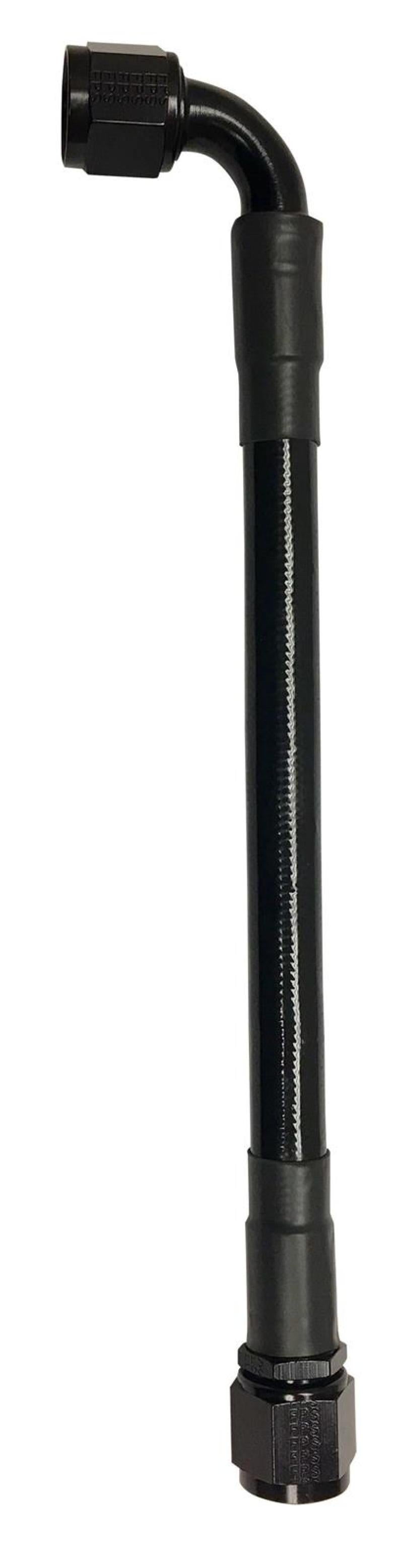 Fragola -8AN Ext Black PTFE Hose Assembly Straight x 90 Degree 36in