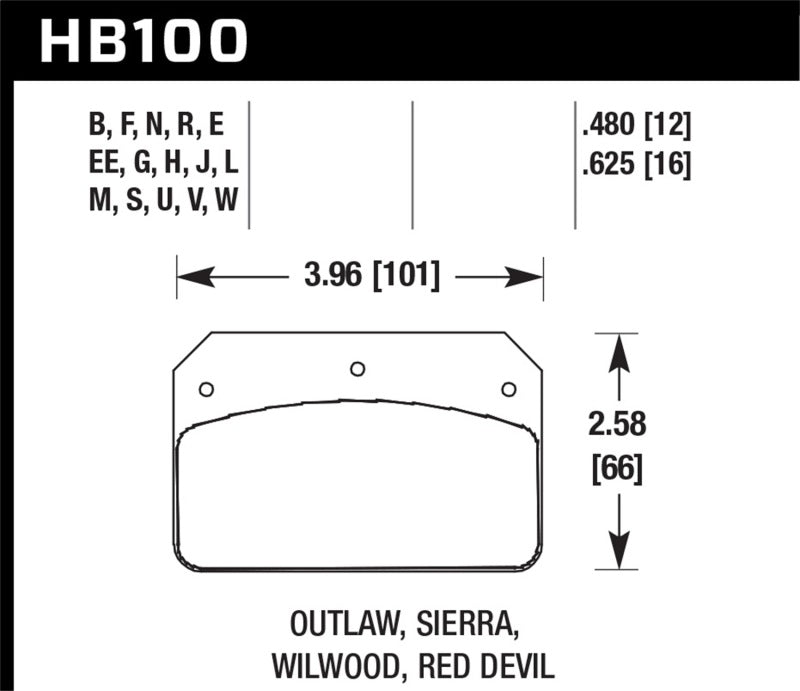 Hawk Wilwood DL / Sierra / Outlaw Dynalite Calipers Black Brake Pads-Hawk Performance-797 Offroad