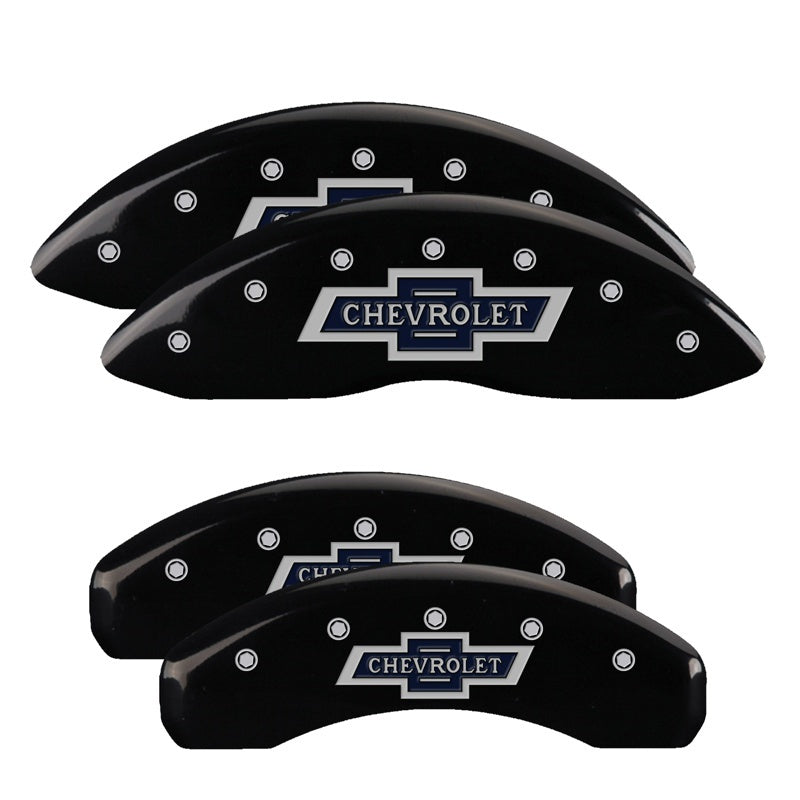 MGP 4 Caliper Covers Engraved F & R 100th Anniv Black Finish Silver Char 2019 Chevy Silverado 1500