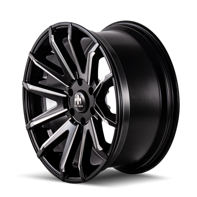 Mayhem 8109 Crossfire 22x9.5 / 6x114.3 BP / 25mm Offset / 78.3mm Hub Black w/ Milled Spokes Wheel