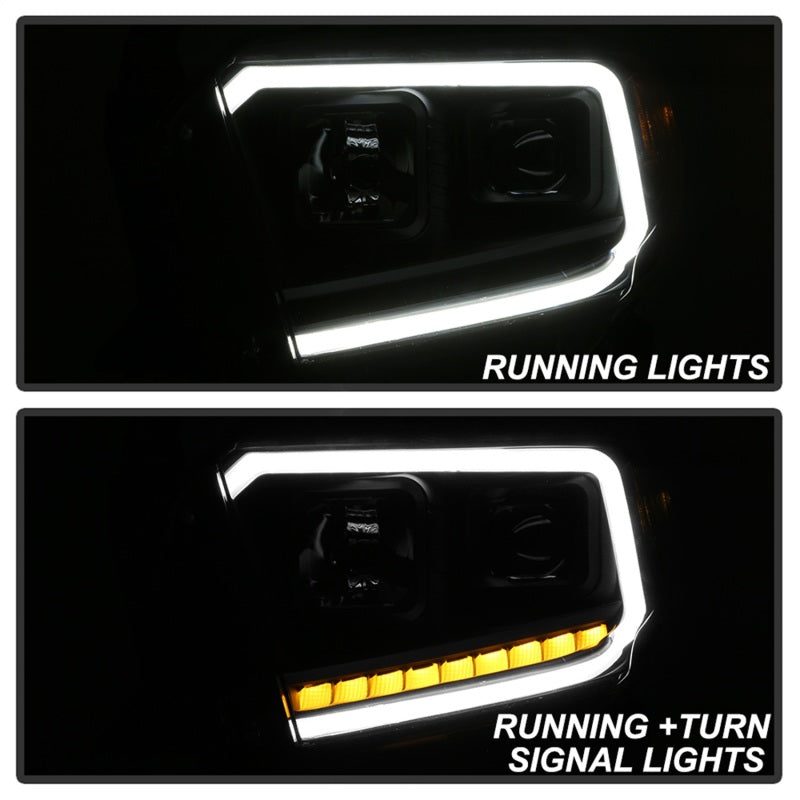 xTune 14-17 Toyota Tundra DRL LED Light Bar Projector Headlights - Black (PRO-JH-TTU14-LB-BK)