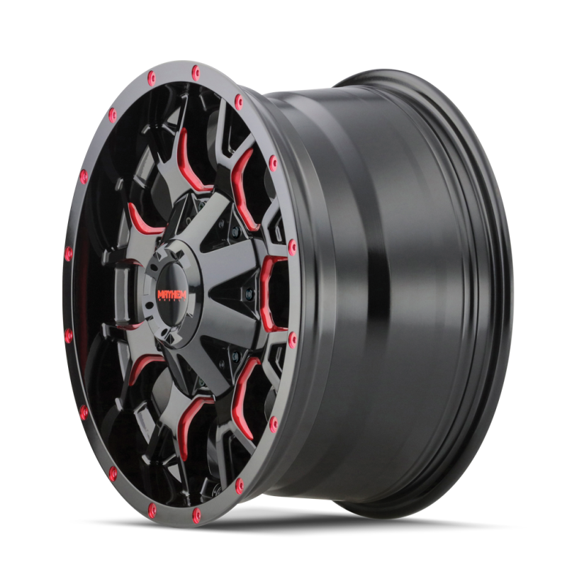 Mayhem 8015 Warrior 17x9 / 6x135 BP / -12mm Offset / 106mm Hub Black w/ Prism Red Wheel