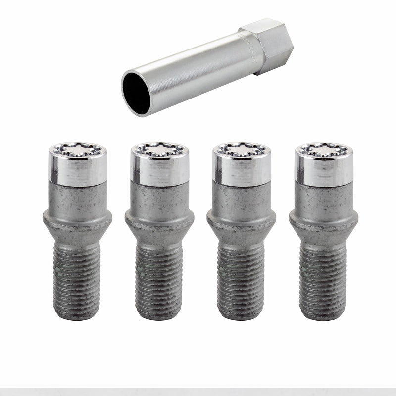 McGard Wheel Lock Bolt Set - 4pk. (Tuner / Cone Seat) M14X1.5 / 17mm Hex / 24.0mm Shank L. - Chrome