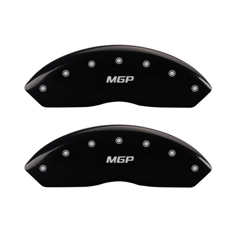 MGP 4 Caliper Covers Engraved Front & Rear MGP Black Finish Silver Char 2012 GMC Savana 2500