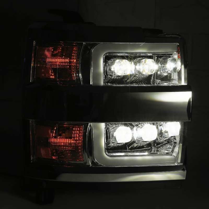 AlphaRex 15-18 Chevy 2500HD NOVA LED Proj Headlights Plank Style Chrome w/Activ Light/Seq Signal/DRL