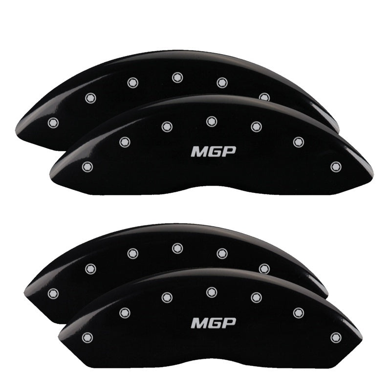 MGP 4 Caliper Covers Engraved Front & Rear MGP Black Finish Silver Char 2014 Chevrolet Express 2500