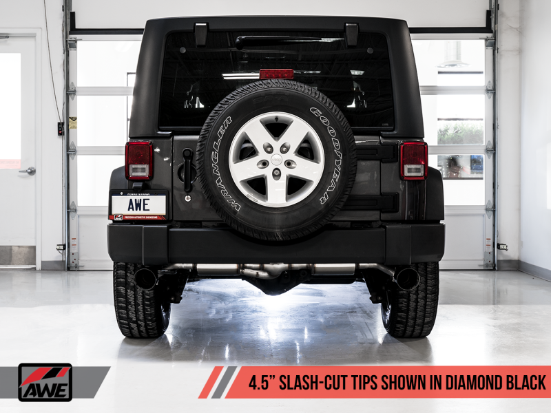 AWE Tuning 07-18 Jeep Wrangler JK/JKU 3.6L Tread Edition Axle-Back Dual Exhaust - Diamond Black Tips