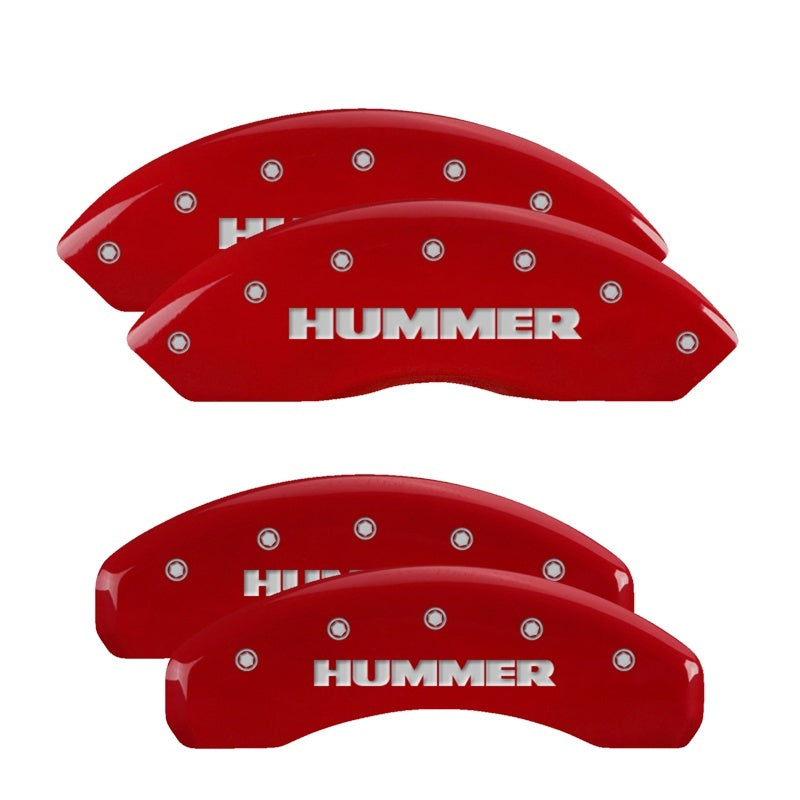 MGP 4 Caliper Covers Engraved Front & Rear Hummer Red finish silver ch