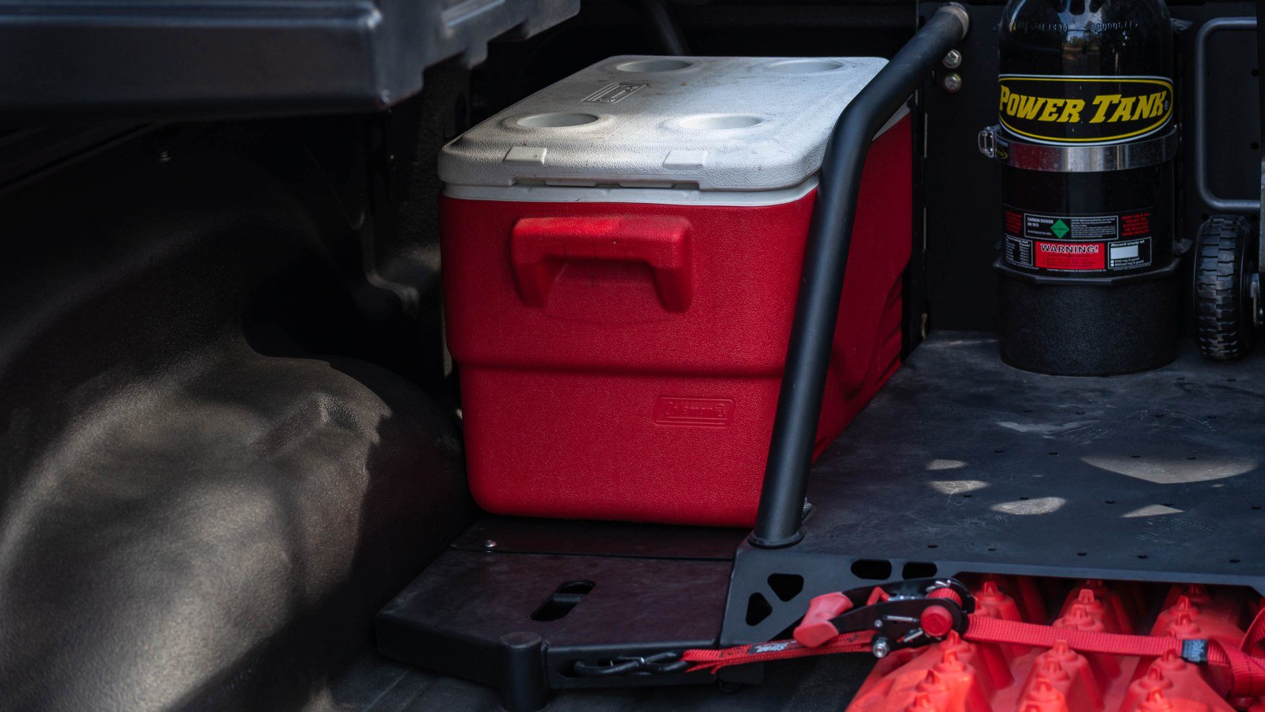 SDHQ Built In-Bed Rack Full Size Truck Tire Cradle Delete Plate